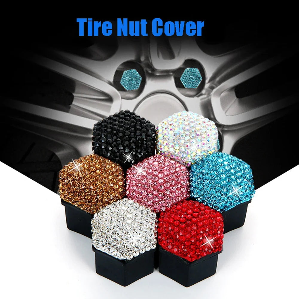 1Set Car Tire Screw Protection Cover Diamond-studded Hub Caps Anti-Rust Wheel Nut Rim Cover Wheel Nut Caps Gift for New Car Oasis Select