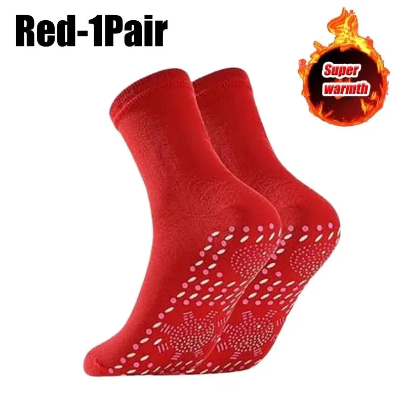 1-10pairs Unisex Self Heated Health Care Warm Socks Tourmaline Magnetic Therapy Foot Sox Relief Pression Sports Thermal Sock Oasis Select 1pair-Red One Size