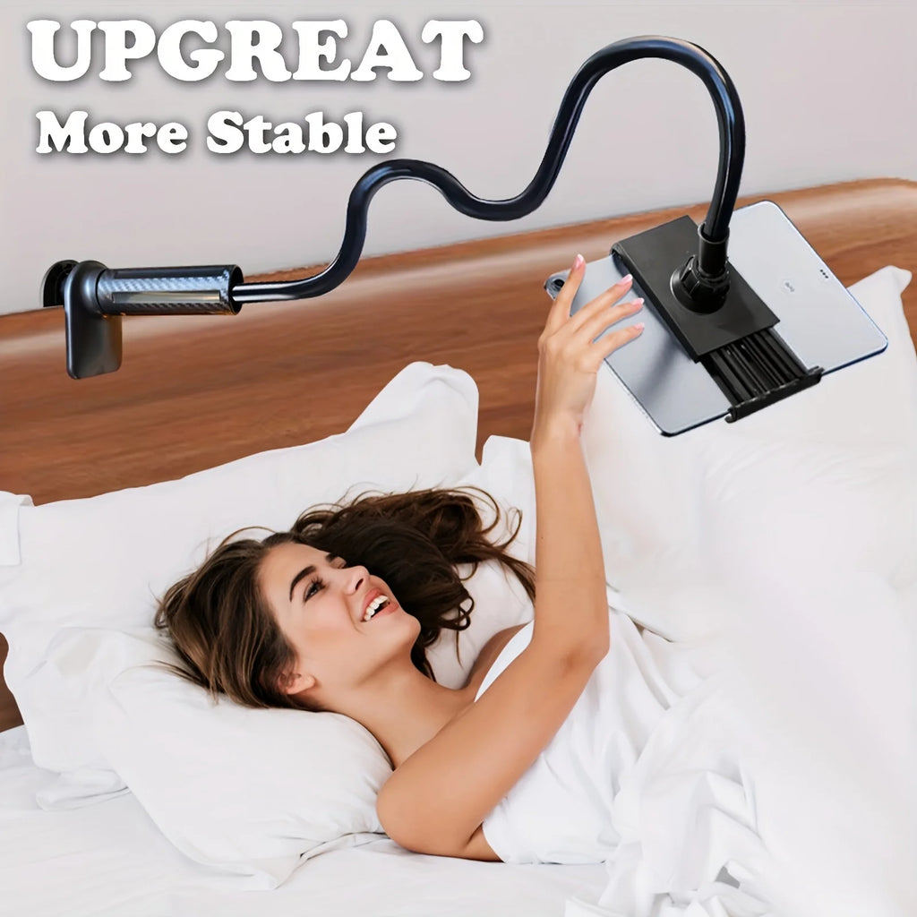 360° Rotating Tablet Phone Holder, Long Arm Spiral Base Mount for Bed Headboard Desk, Adjustable Stand Tablet Wall Mount Oasis Select Black-70cm 27.56in