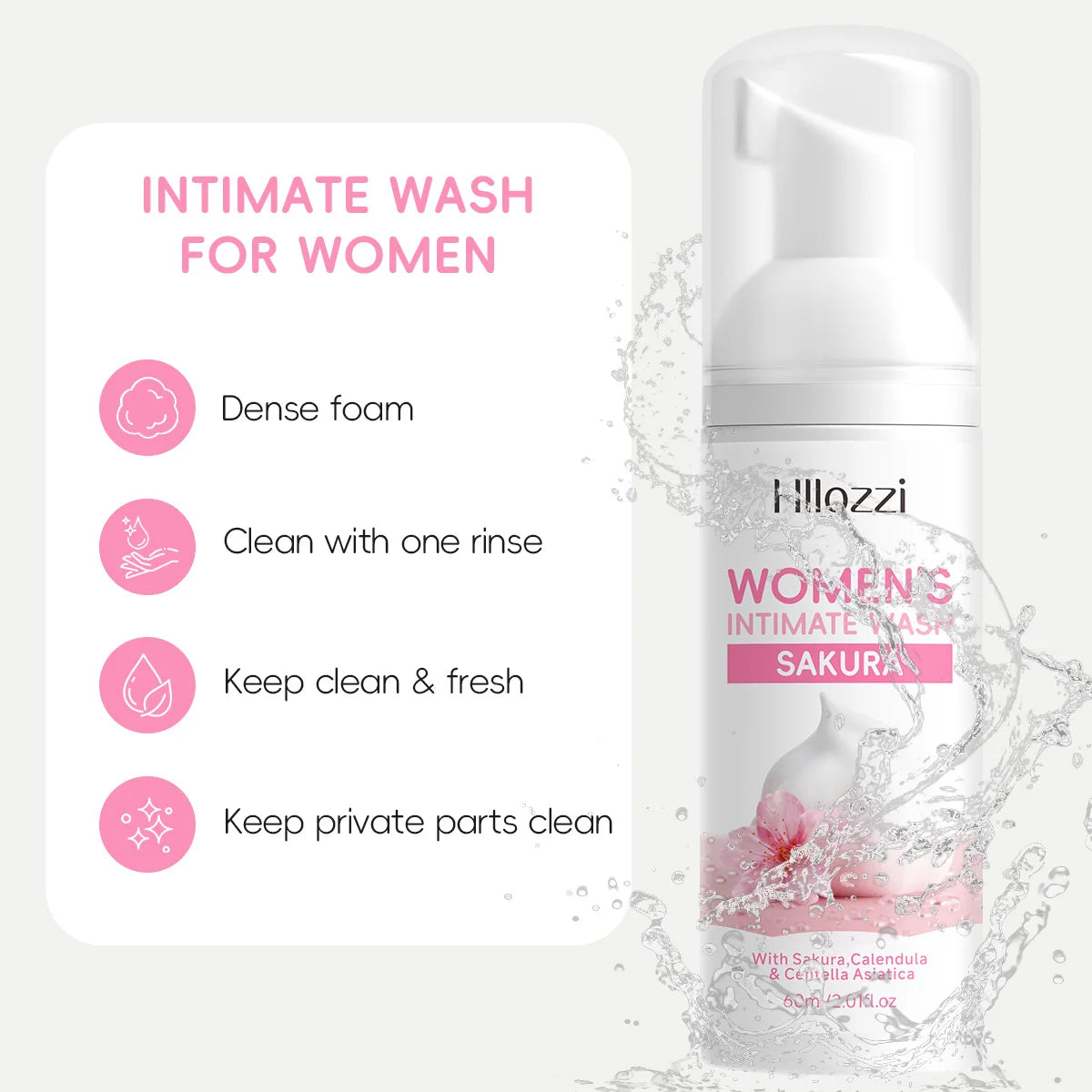 WOMEN'S INTIMATE WASH SAKURA，Deeply cleanses with rich foam, gently cares for skin, controls odor, and cleanses intimate areas. Oasis Select