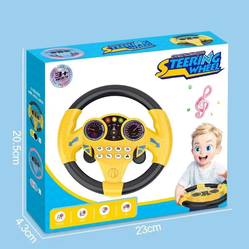 Kids Steering Wheel Toy - Backseat Pretend Play with Lights & Music - Fun Preschool Driving Simulator Gift for Toddlers Oasis Select YELLOW