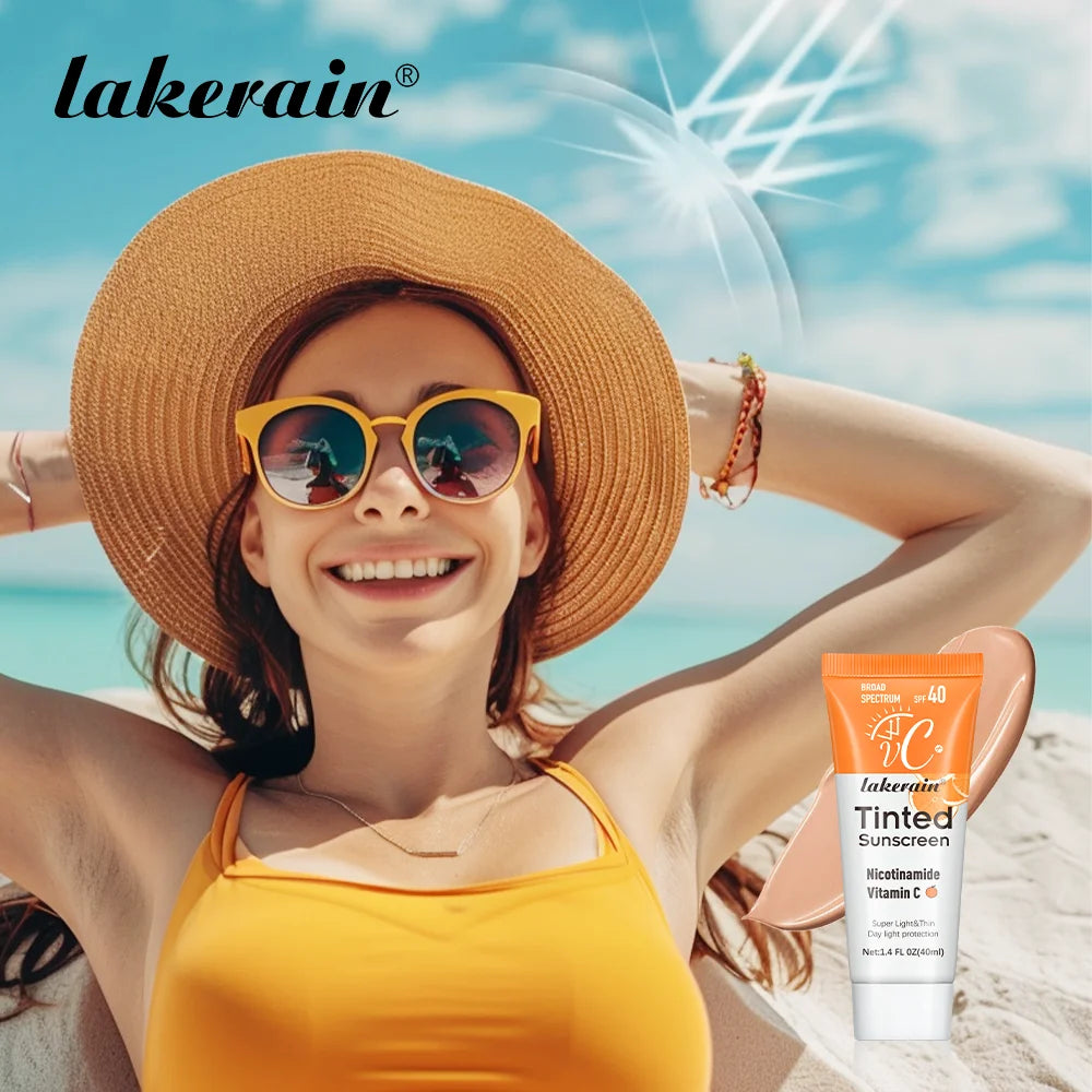 Tinted Moisturizing VC Sunscreen With SPF40 Skin Protection Refreshing Makeup Sunscreen Cream UV Anti-aging Resistance Sunscreen Oasis Select