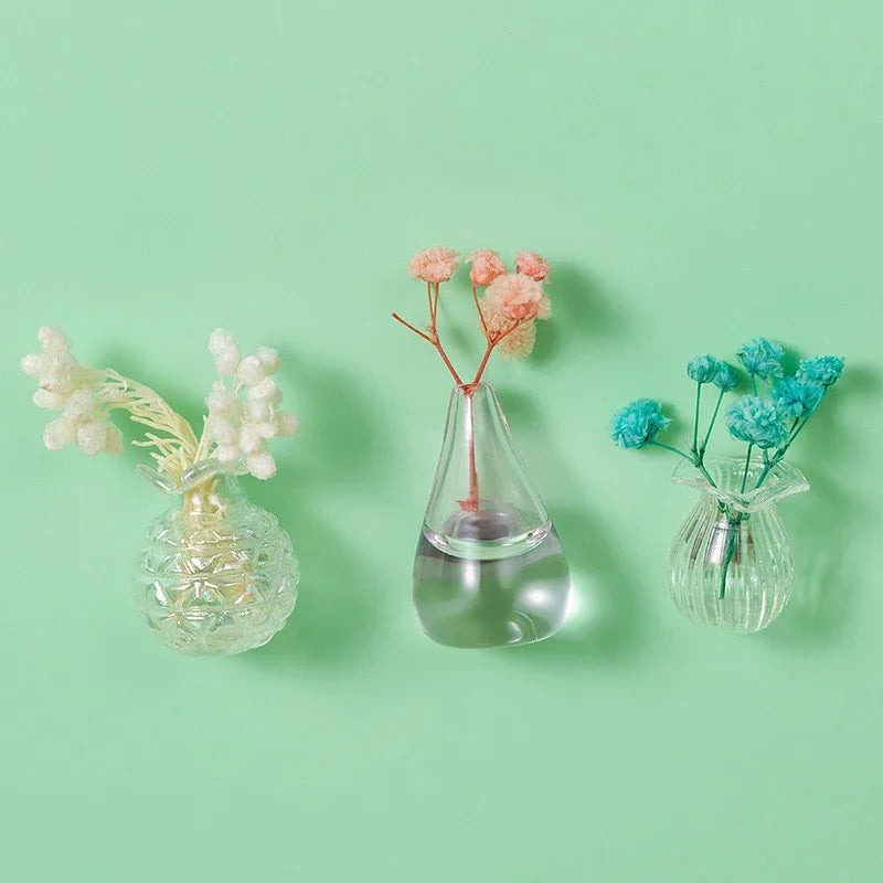 DIY Mini Glass Vase Fridge Magnet Porcelain Flower Plant Message Sticker Green Kitchen Decor Gift Oasis Select