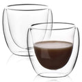 2-Pack Double-Wall Glass Coffee Mugs - Insulated Borosilicate Cups, Sweat-Proof & Dishwasher Safe, Perfect for Lattes, Smoothies Oasis Select 80ml-No-handle 3pcs 301-400ml