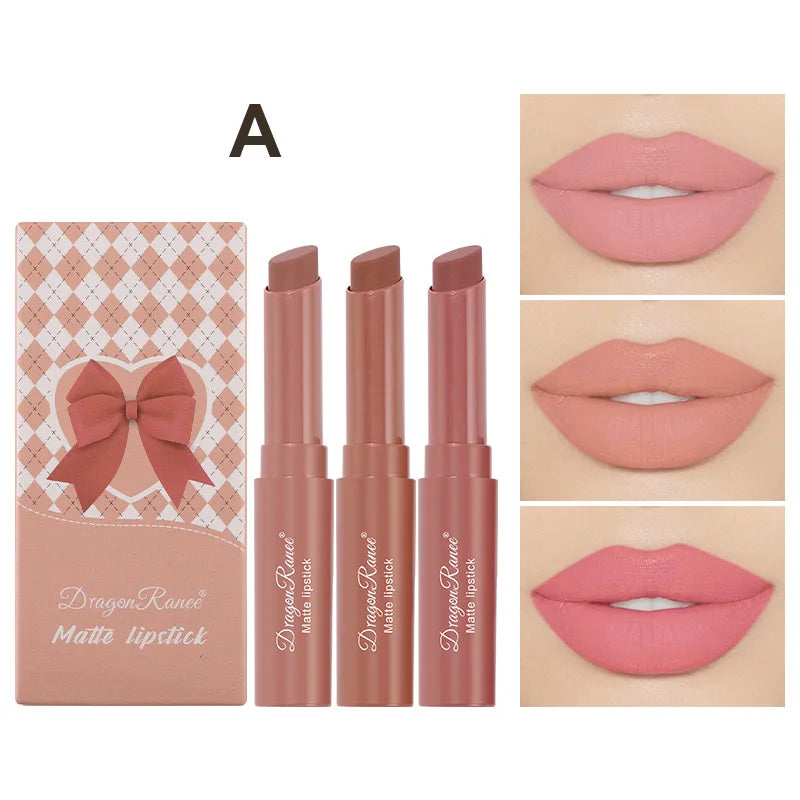 Dragon Ranee Matte Nude Lipstick Pencil Set – 3pc Waterproof