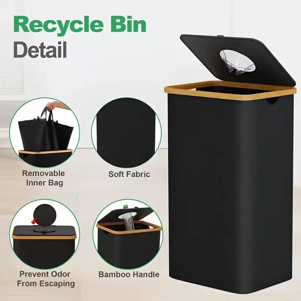 Large-capacity storage box with inner bag, foldable, for bottles, clothes, toys, recyclable waste, laundry basket, 24/100L Oasis Select