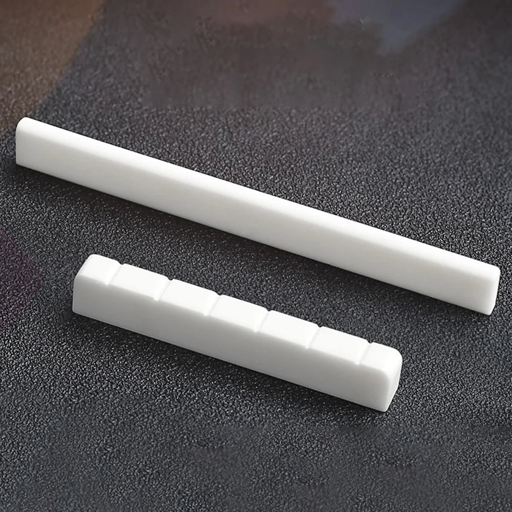 6 String Bone Guitar Bridge Saddle Nut White Bone Bridge Replacement Parts 80mm 52mm Real Bone Guitar Nut Saddle Bass For Music Oasis Select