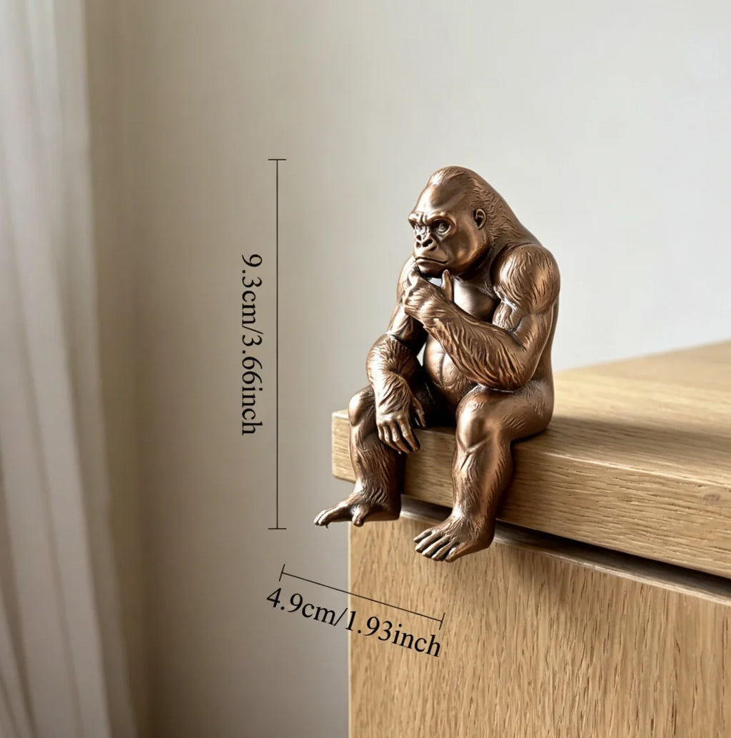 Thinking Gorilla Shelf Sitter Figurine Meditation Sitting Ape Ornaments for Home Book Edge & Office Desktop Ornament Decor Gifts Oasis Select Contemplating2