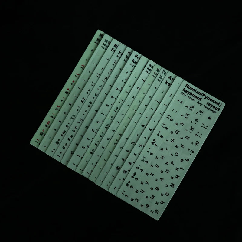 Luminous Keyboard Film Spanish,Russian,Arabic,French,English Etc Language Fluorescent Keyboard Letter Protective Stickers Oasis Select