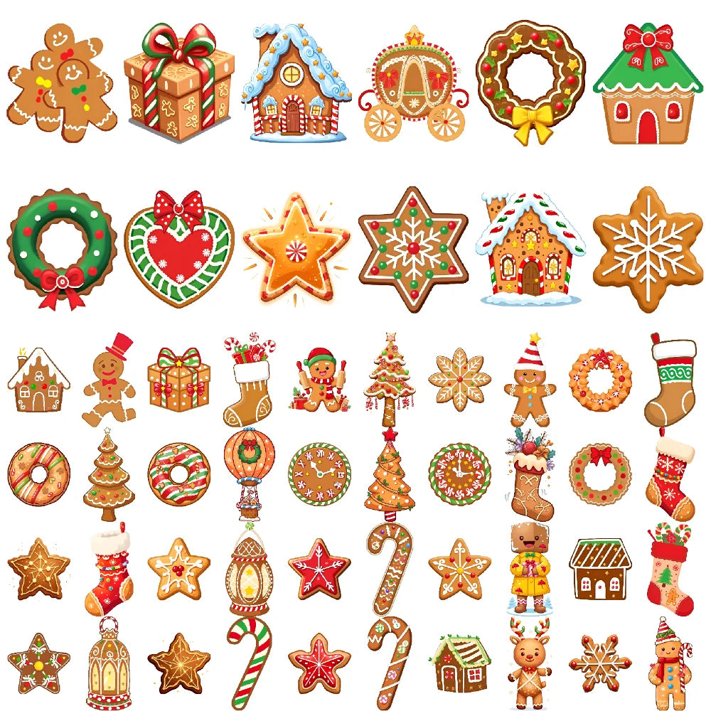 54pcs Christmas Gingerbread Man Temporary Tattoo Stickers