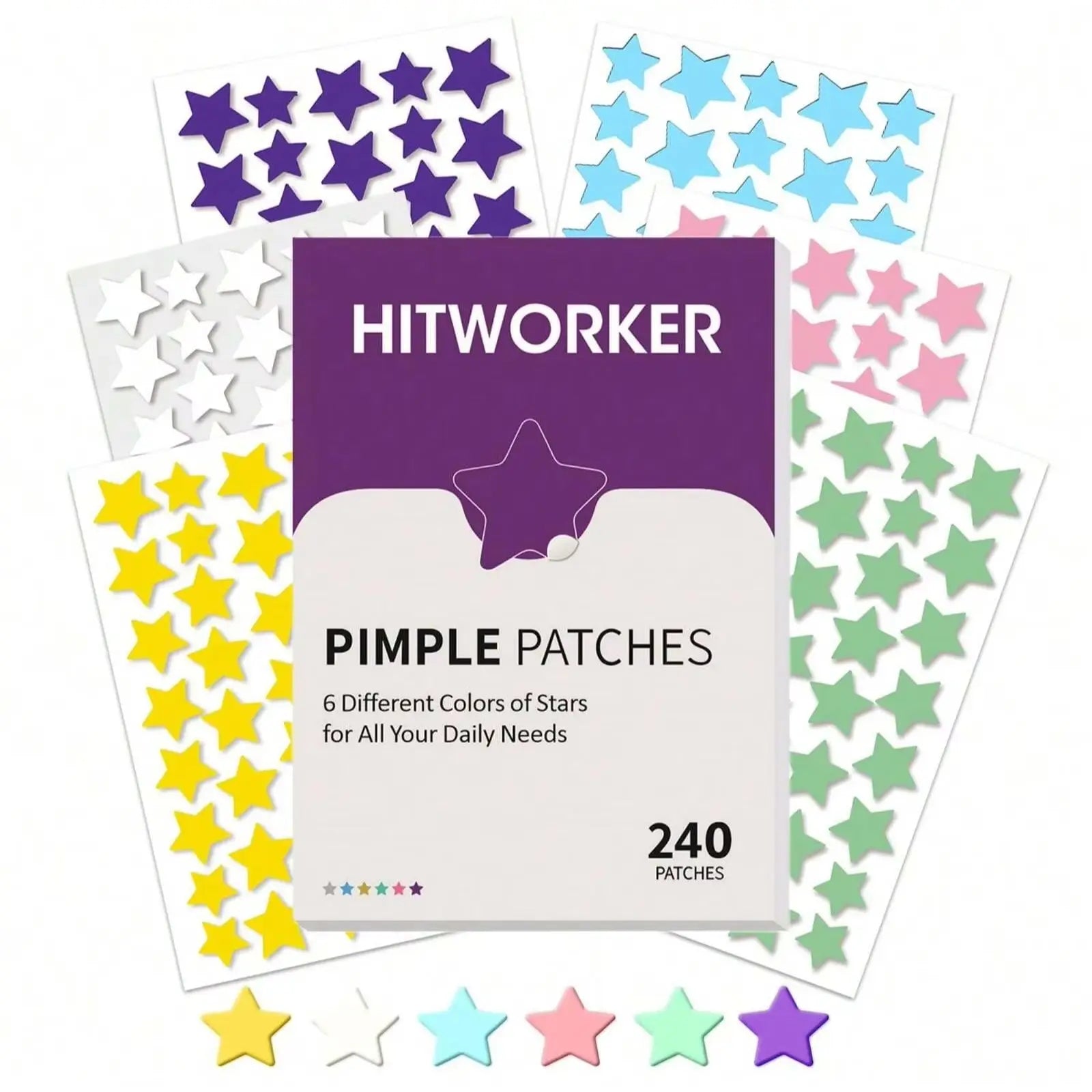 240pcs/box 6-color star acne patch - non irritating, odorless, alcohol free, suitable for covering blemishes on the face Oasis Select MULTI 240pcs