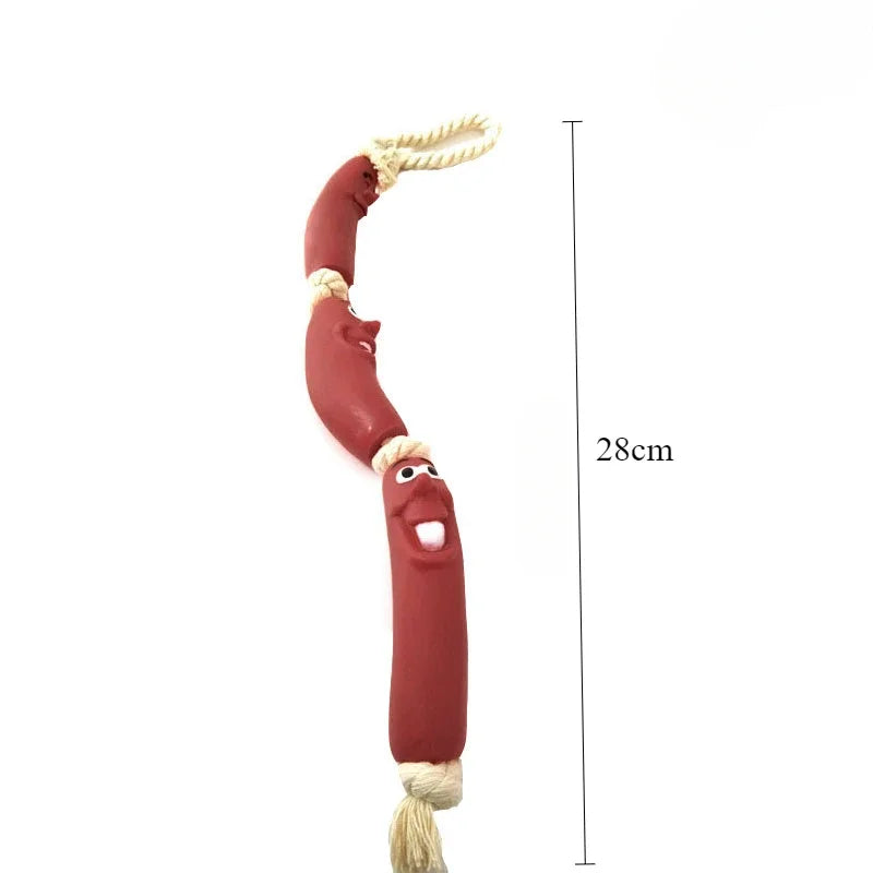 Pet Three-Section Sausage Toy Dachshund Dog French Fight Shiba Inu Corgi Gnashing Teeth Cleaning Funny Toy Oasis Select