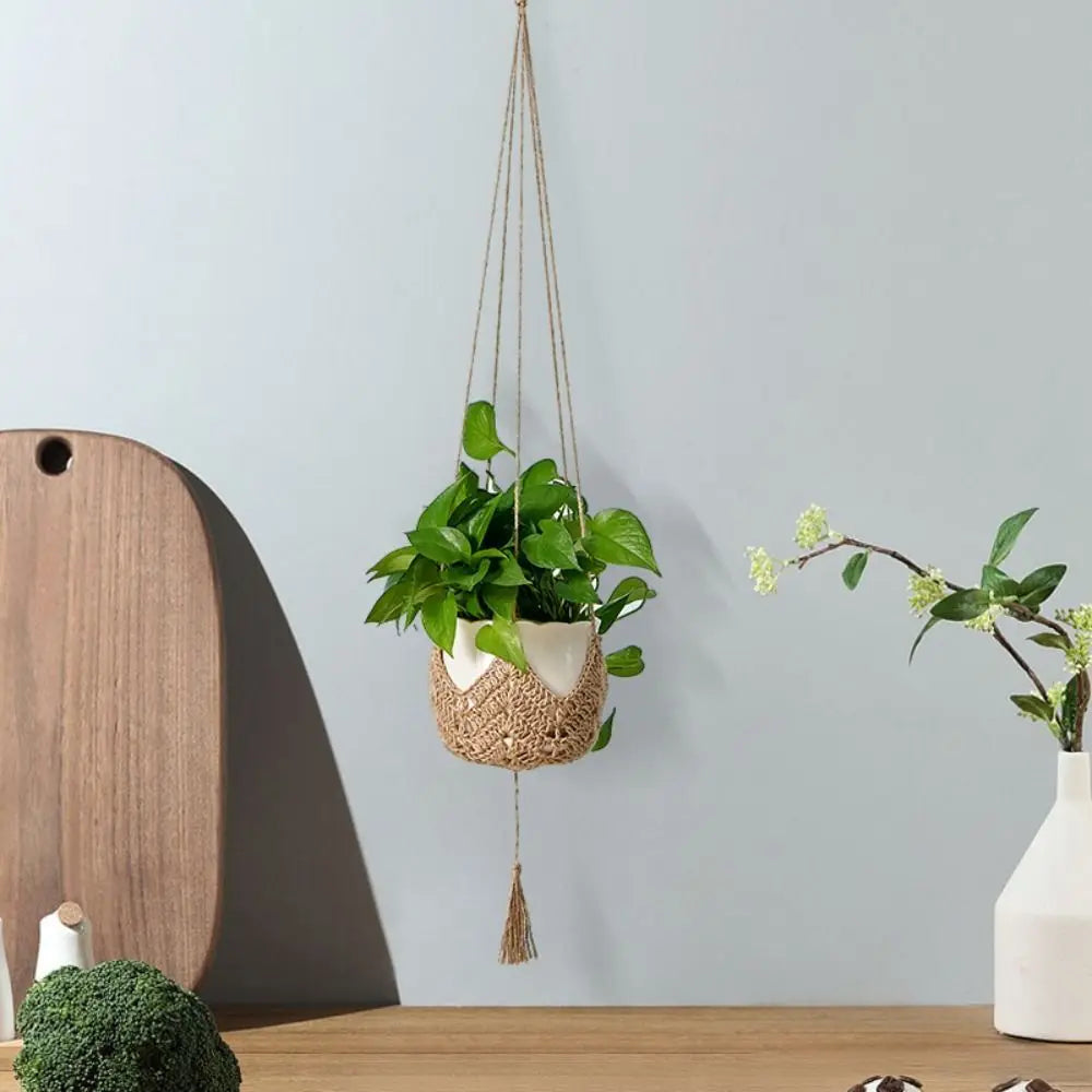 Macrame Hanging Planter | Hand-Woven Hemp Rope Plant Hanger