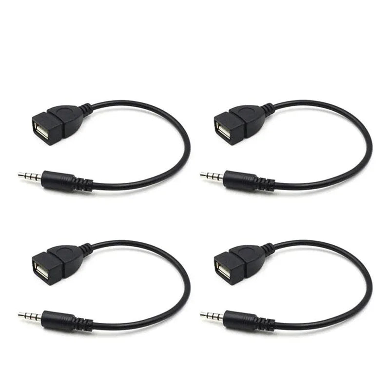 1/2/4/6pcs Car Connection Cable USB Female To Audio AUX Cable USB Flash Drive/Navigation/Stereo AUX Data Adapter Car Accessories Oasis Select 4pcs