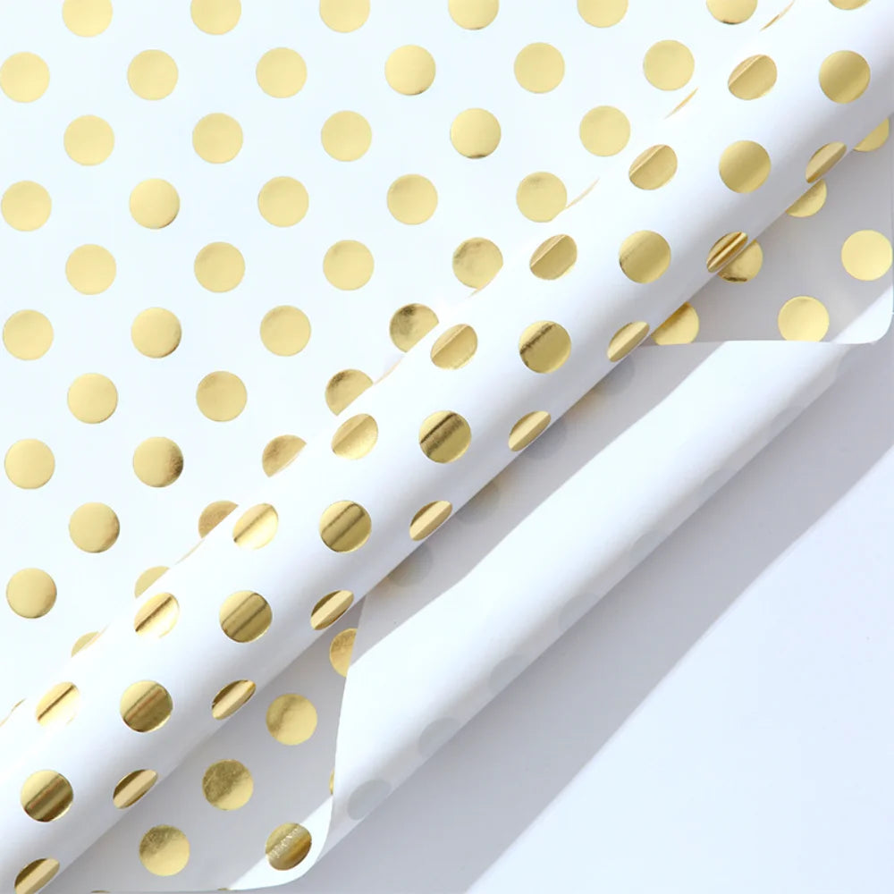 43x300cm Bronzing Striped Golden Polka Dot Gift Wrapping Paper Christmas Valentine's Day Birthday Gift Wrapping Paper Crafting Oasis Select Style1-43x300cm