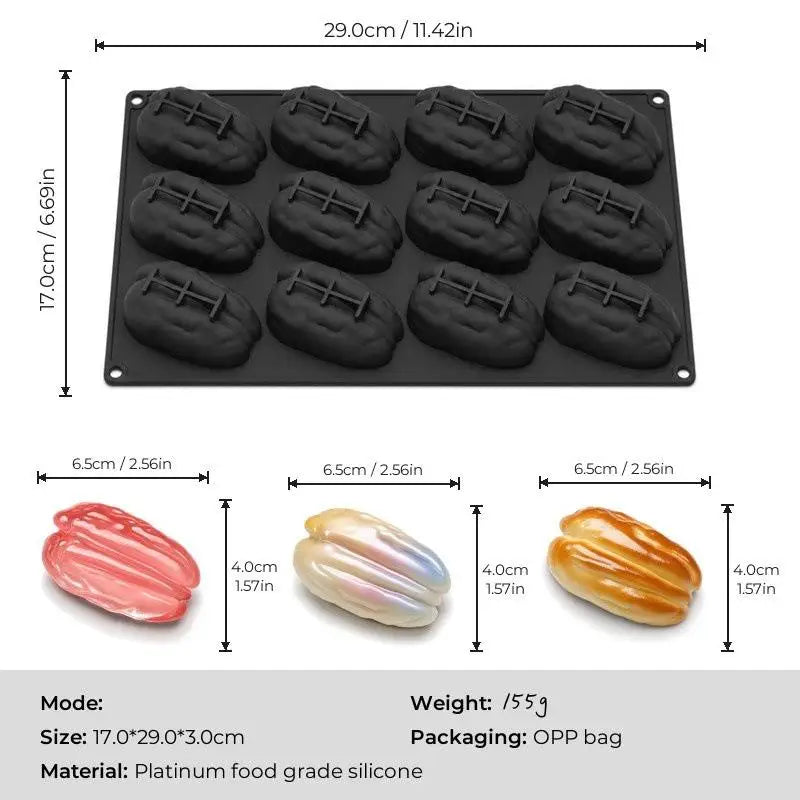 Silicone Pastry Baking Mold 4/12 Cavity Food Grade Non-Stick Reusable Mould for Pecan Nut Chocolate Dessert Making Oasis Select A4