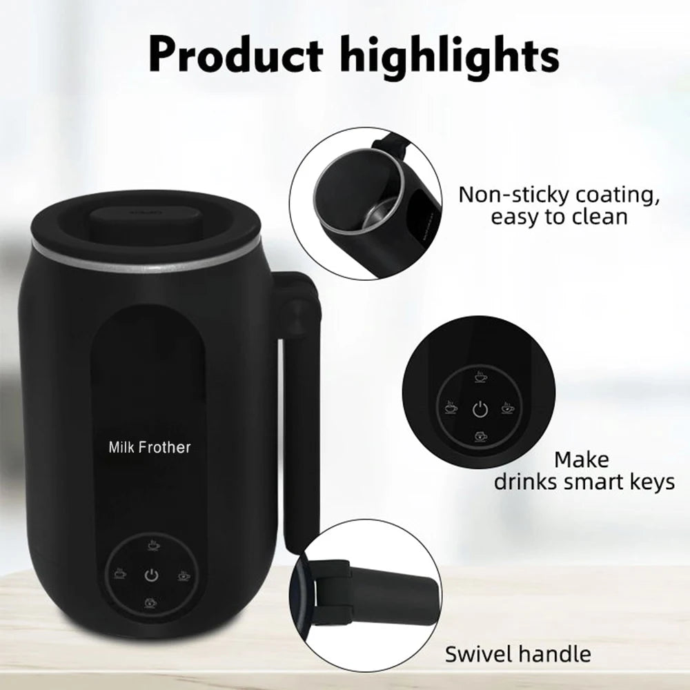 Electric Milk Frother Cooker for Frothing 4-in-1 Milk Steamer with Rotatable Handle Foam Maker for Coffee/Latte/Cappuccino Oasis Select