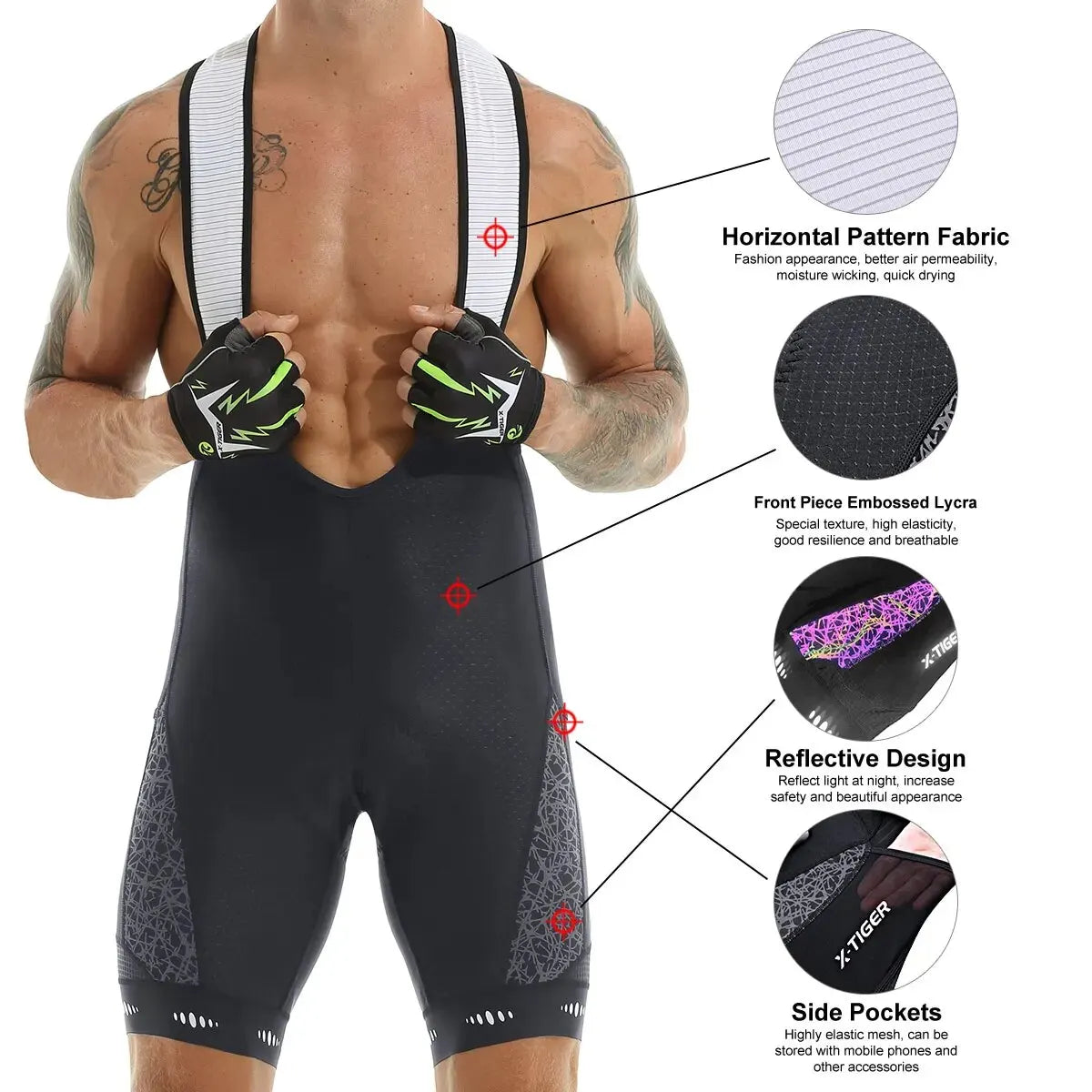 Cycling Bib Shorts 5D Gel Pad Mountain Bike Shorts Bretelle Pockets Outdoor Breathable UPF50+ Bike Tight Bicycle Shorts Oasis Select