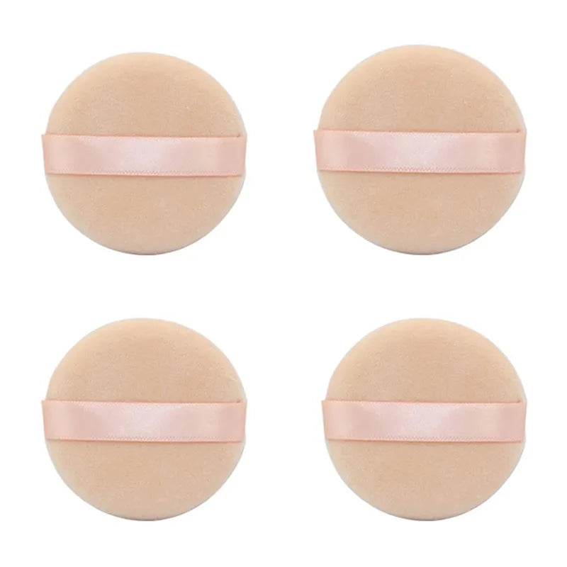 1/2/3/4pcs Soft Velvet Makeup Sponge Loose Powder Cosmetic Puff Double-sided Face Makeup Sponge Concealer Wet Dry Makeup Tools Oasis Select 4pcs-Beige