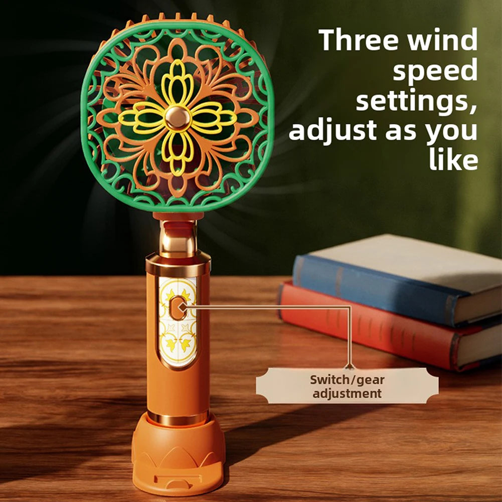 Vintage Floral Handheld Mini Fan – USB Rechargeable, 3 Speeds Handheld Portable Fan Oasis Select