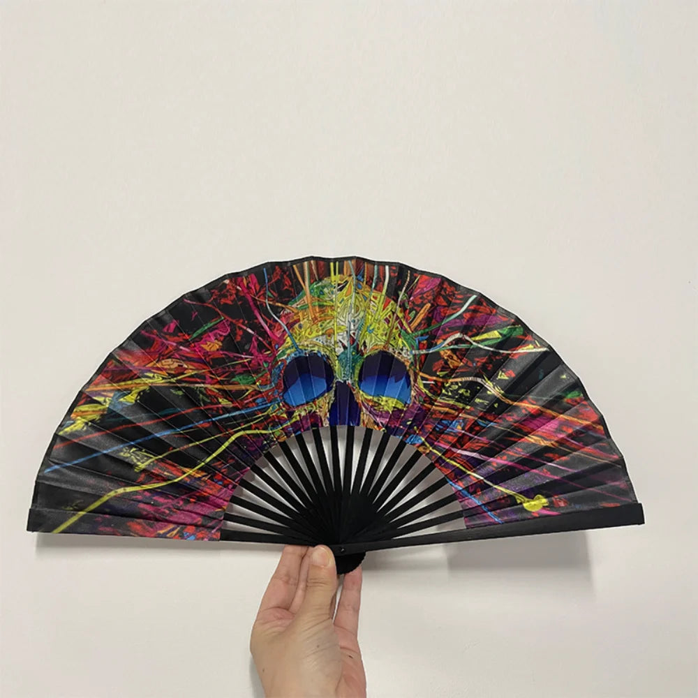 Leopard Print Folding Fan – 23cm Black Frame | Party & Stage