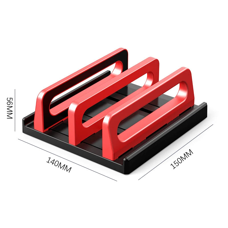 Dual-Slot Adjustable Vertical Laptop Stand ABS Plastic 4in1 Design Space-Saving For MacBook Chromebook Surface HP Dell Book IPad Oasis Select A6