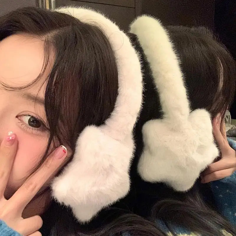 Star Plush Earmuffs – Fluffy Windproof Winter Ear Warmers