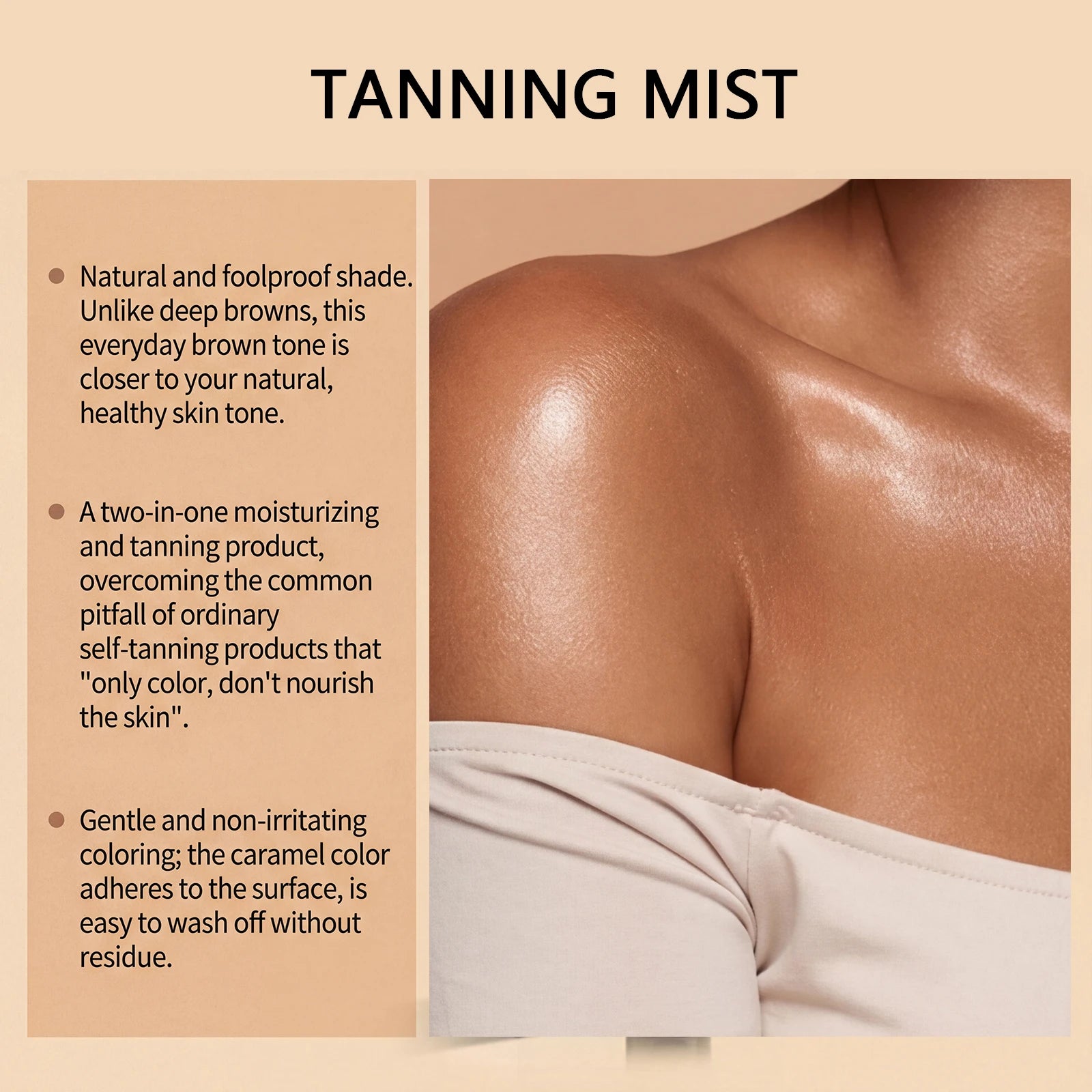 Body Self Tanning Essence Spray Quick Natural Tanning Moisturizing Sunless Promote Body Face Bronze Wheat Skin Self Tanner Spray Oasis Select