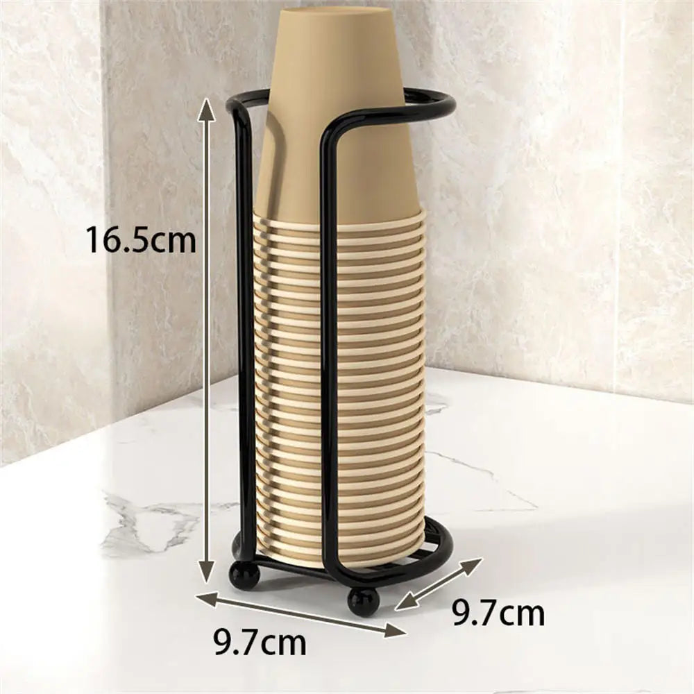 Disposable Cup Storage Holder Wooden Water Cups Dispenser Rack Shelf with Longer Stick Tableware Organizer for Restaurants Bar Oasis Select Black-Style A