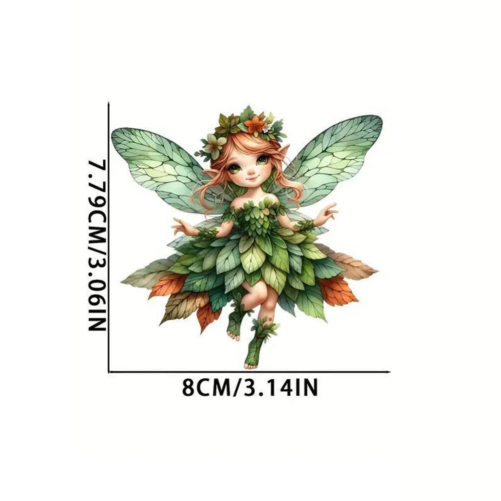 1pcs 2D Acrylic Green Elf Pendant Flower Fairy Charms Small Fresh Car Pendant Cartoon Cute Elf Car Rearview Mirror Decoration Oasis Select