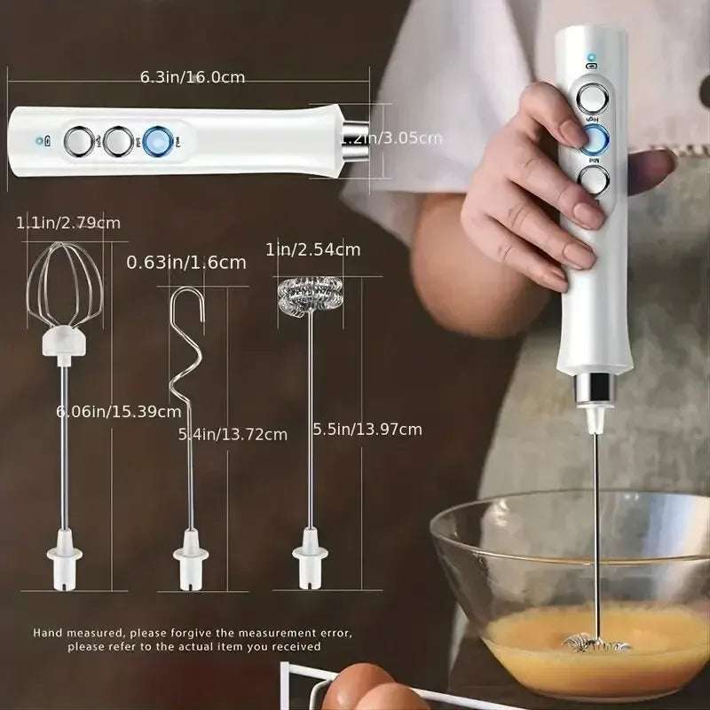 Handheld Electric Milk Frother 3 In 1 Milk Foam Maker Rechargeable 3 Speeds Adjustable Electric Foam Maker Tools Mini Milk Mixer Oasis Select