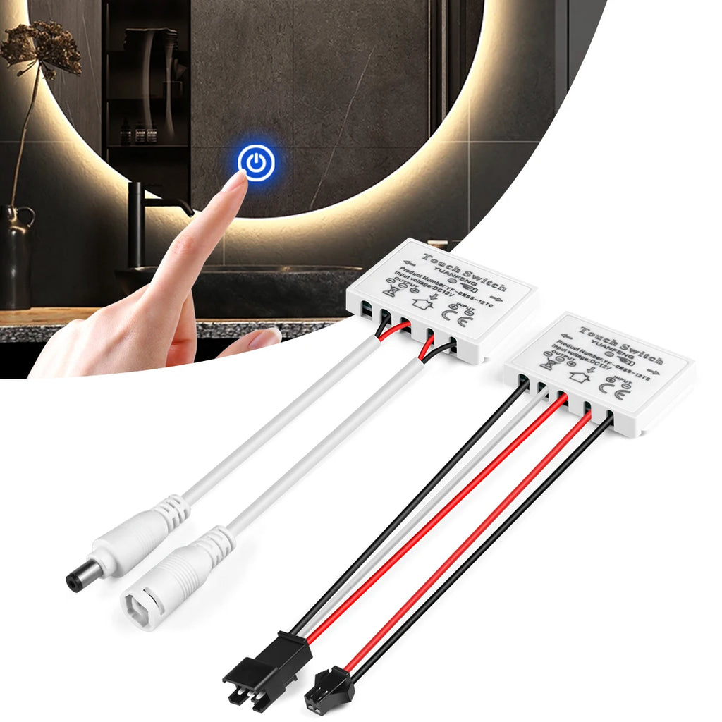 12V Bathroom Smart Mirror Touch Sensor Control Switch Dimmer Home Lighting Touch Switch CCT Adjustable Penetrable 1-5mm Glass Oasis Select
