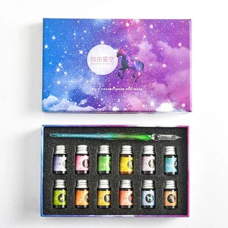 Starry Sky Glass Pen Set Signature Pen Crystal Student Dip Pen Glass Dip Pen Stationery Gift Pen Oasis Select 19