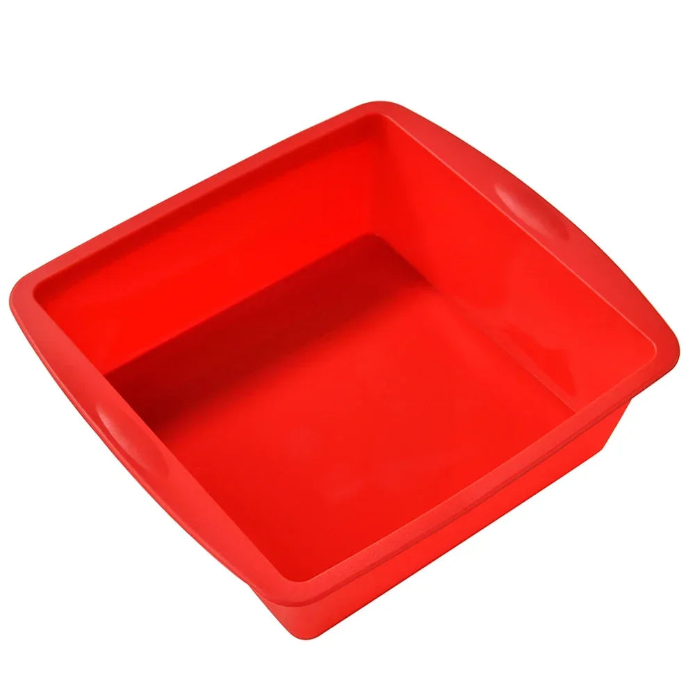 1/4Pcs Silicone Square Cake Plate Non-Stick Brownie Pot with Anti-Slip Handle Oven and Air Fryer Safe Perfect for Baking Cakes Oasis Select 1Pc Red