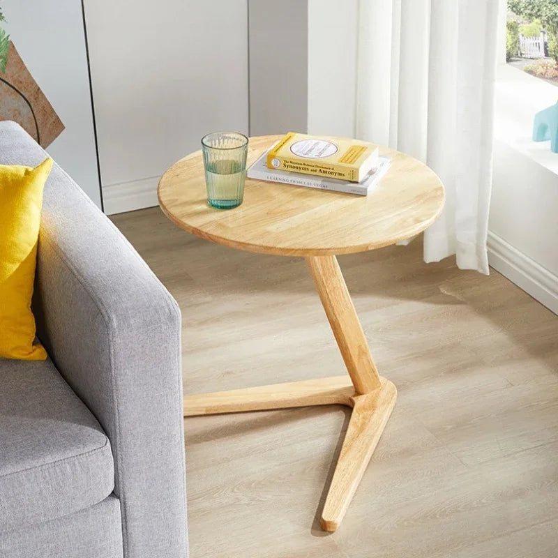Multi-functional Solid wood small coffee table household living room small round table sofa edge table Oasis Select