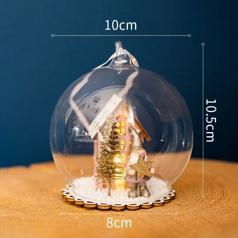 Christmas Micro Landscape Glass Ball Condole Christmas Tree Hanging Light Ball Christmas Decorative Lights Oasis Select Type D 10cm