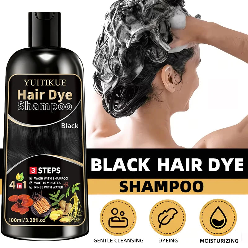 YUITIKUE Herbal Black Hair Dye Shampoo - Gentle Cleansing, Long-Lasting Color & Healthy Dyeing Oasis Select