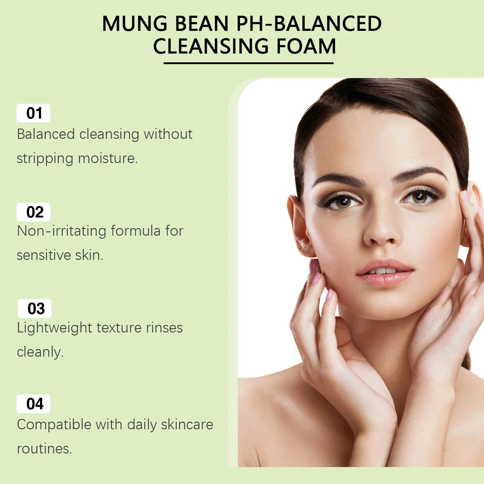 Hoygi Mung Bean Cleansing Foam – pH-Balanced Sensitive Skin Facial Cleanser Foam Oasis Select