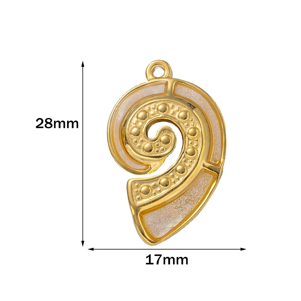 2PCs Ocean Series 304 Stainless Steel & Shell Charms For DIY Jewelry Making Gold Color Sea Turtle Animal Conch Pendant Necklace Oasis Select Conch White 17x28mm