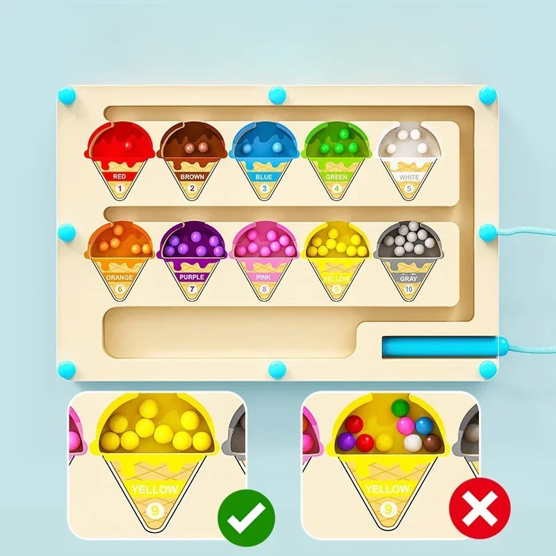 Magnetic digital bead magnetic maze toy for children's puzzle practice, attention and concentration training game for ages 2-6 Oasis Select