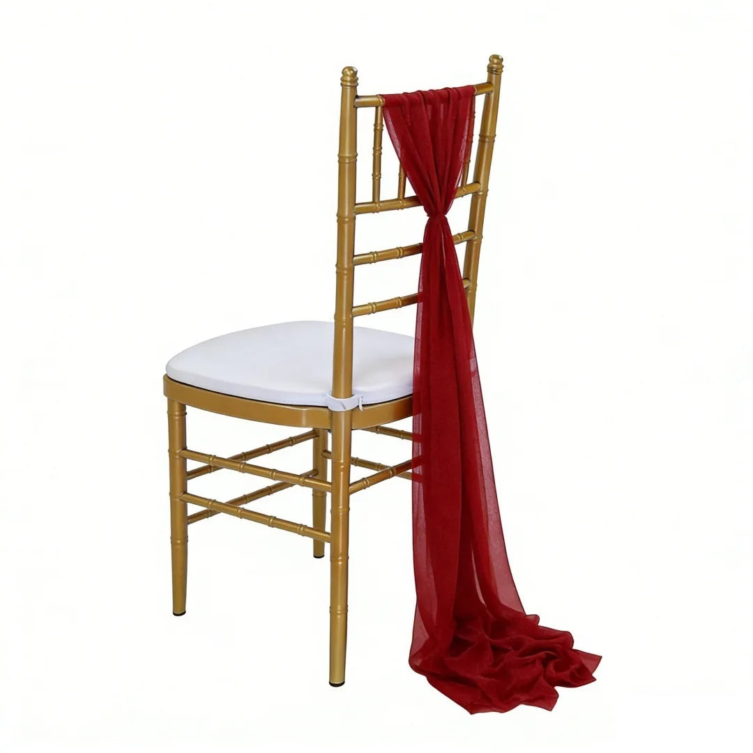 Wedding Chair Sash Beauty Tulle Polyester Streamer Hotel Banquet Decoration Chair Cover Tie Ribbon Bow Oasis Select Wine Red