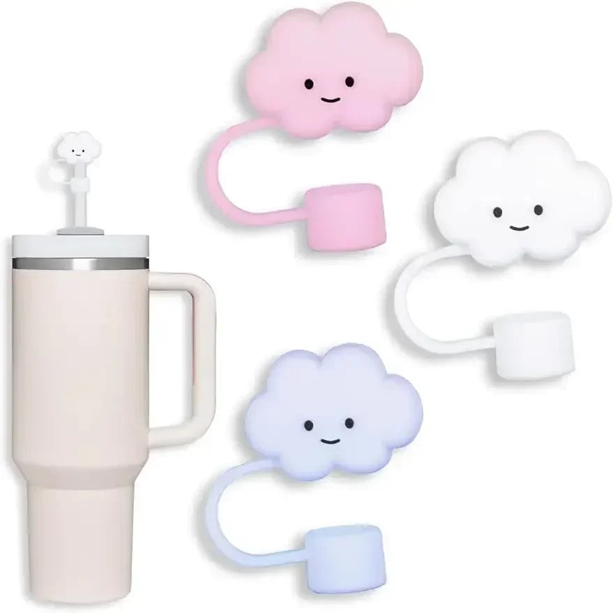 3-pack of 10mm Cute Silicone Cloud Straw Lids for Stanley 30 and 40 Oz Glasses Oasis Select 3 PCS