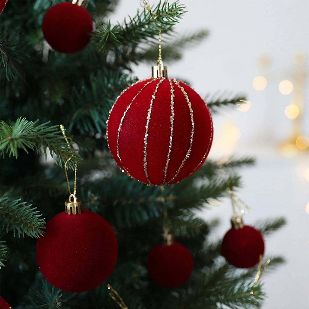 36-Piece Burgundy Velvet Christmas Ball Ornaments Set