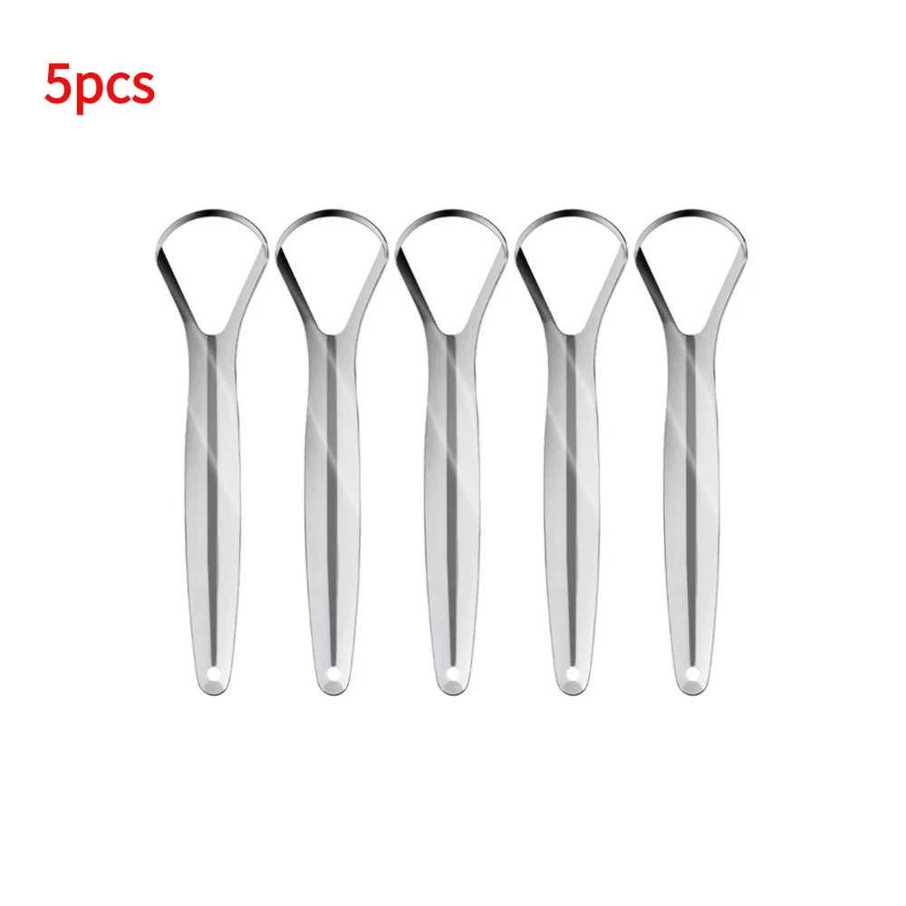Portable Single Layer Tongue Scraper Reusable Stainless Steel Oral Mouth Brush Tongue Scraper Fresh Breath Maker Oasis Select One Unit 5pcs