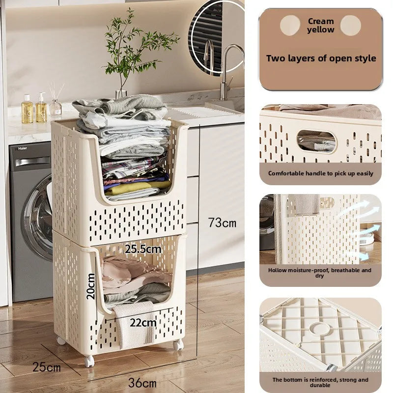 Foldable laundry basket Storage basket Laundry basket Bathroom removable portable large-capacity laundry basket Oasis Select 2-Mouth-wheel