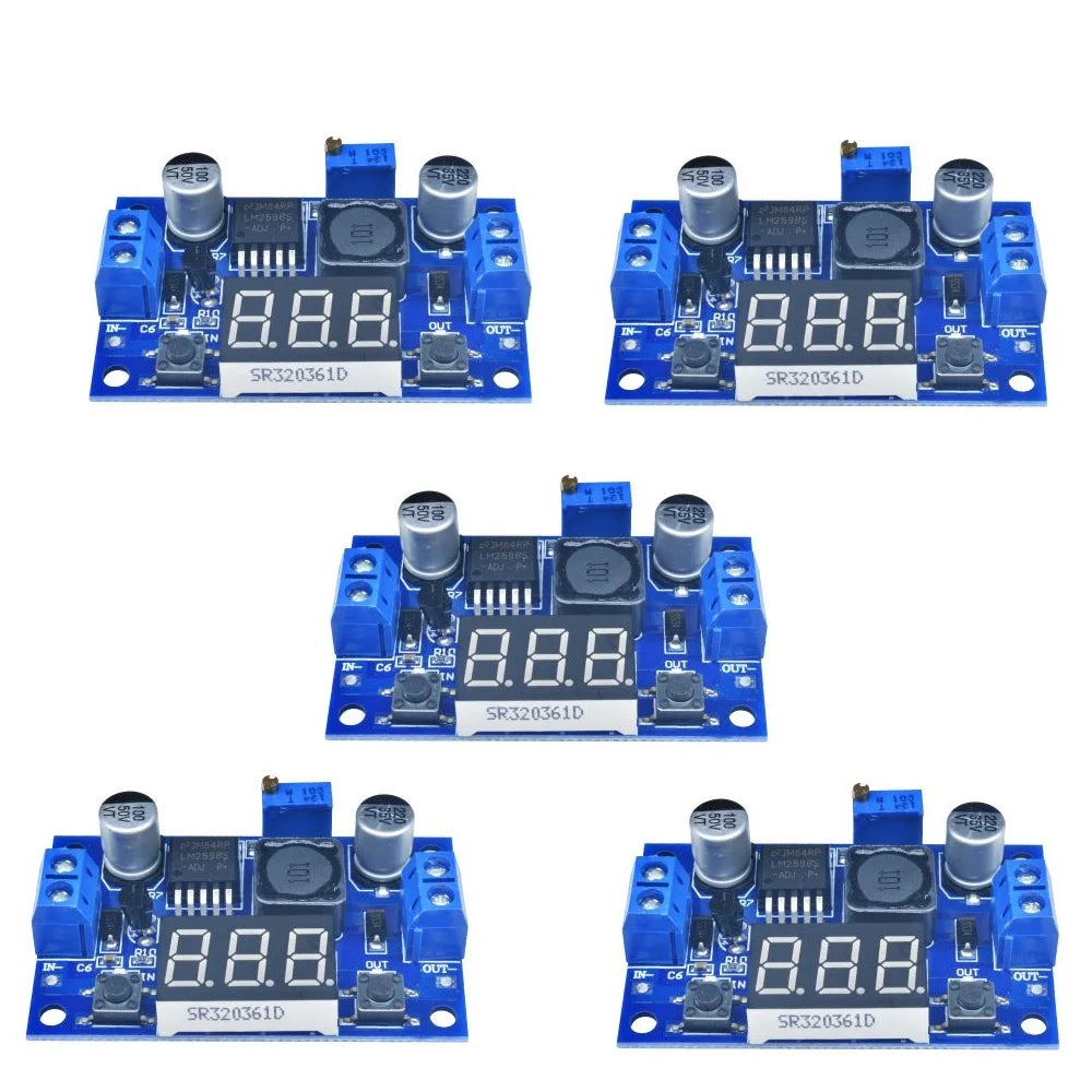 LM2596 DC Step Down Converter Voltage Regulator 4.0~40 to 1.25-37V Buck Adapter LED Display Voltmeter Adjustable Power Supply Oasis Select 5PCS