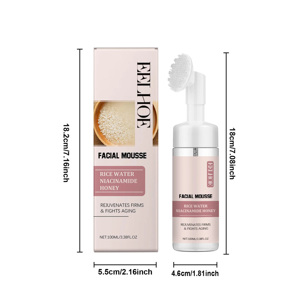 Rice Water Cleansing Mousse Oil Control Deep Cleaning Pores Moisturizing Brightening Soothing Rejuvenation Foam Face Wash Care Oasis Select