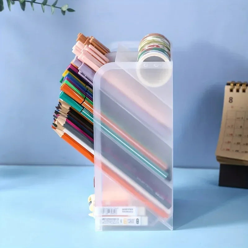 Multi functional desktop pen holder, transparent large capacity pen holder, stationery organizer, office desk pen storage rack Oasis Select