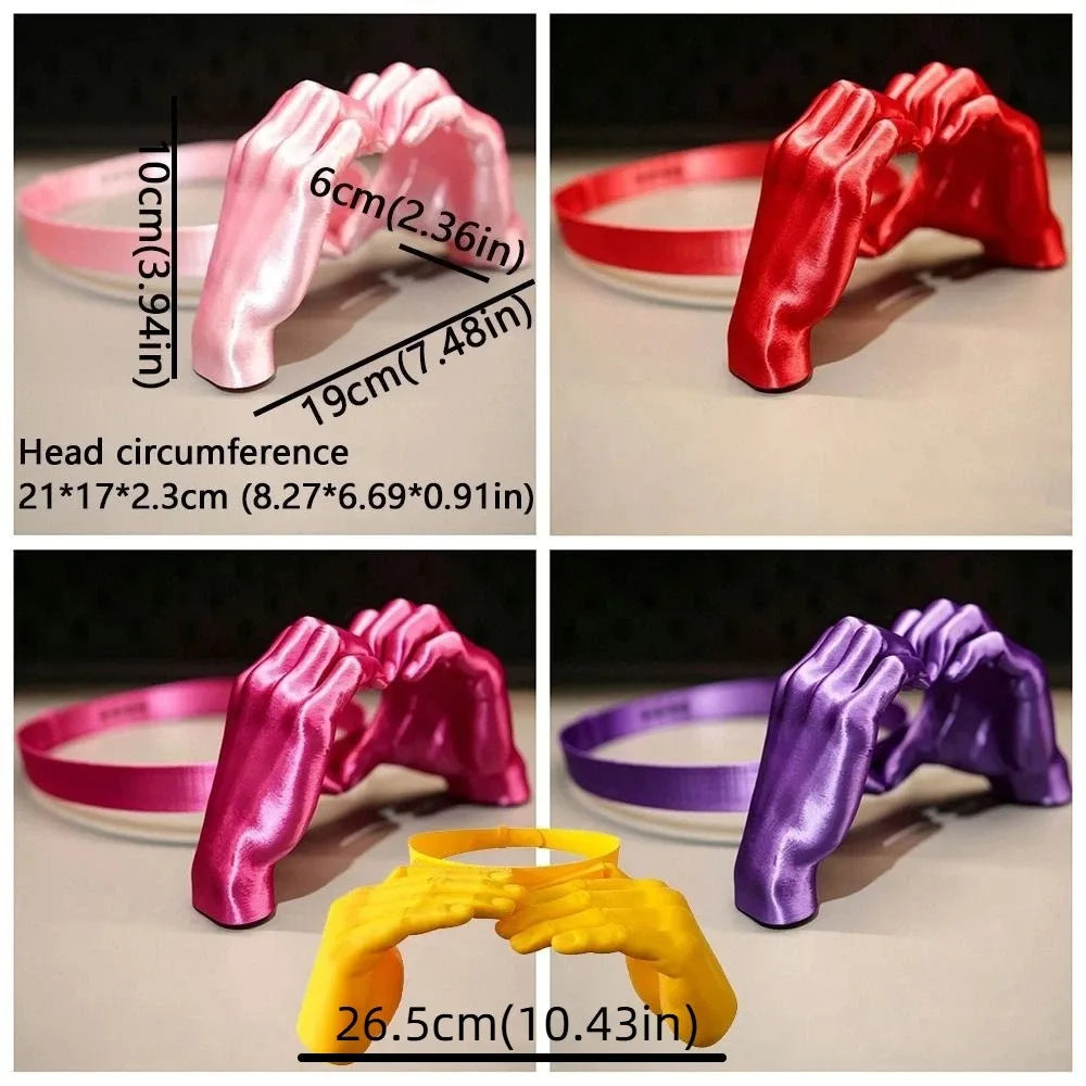 3D Printing Palm Sun Hat Heart Hands UV Protection Hand Shape Sun Visor Adjustable Hands-Free Outdoor Beach Hat Beach Party Oasis Select