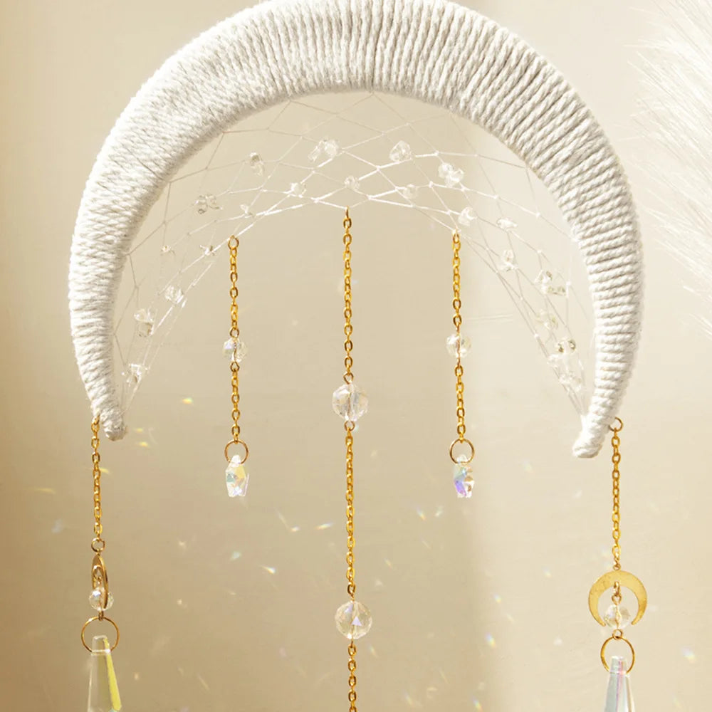Natural Gravel Hourglass Blue Lotus Big Moon Pendant Garden Sun Catcher Crystal Ball Decoration Wind Chimes Oasis Select